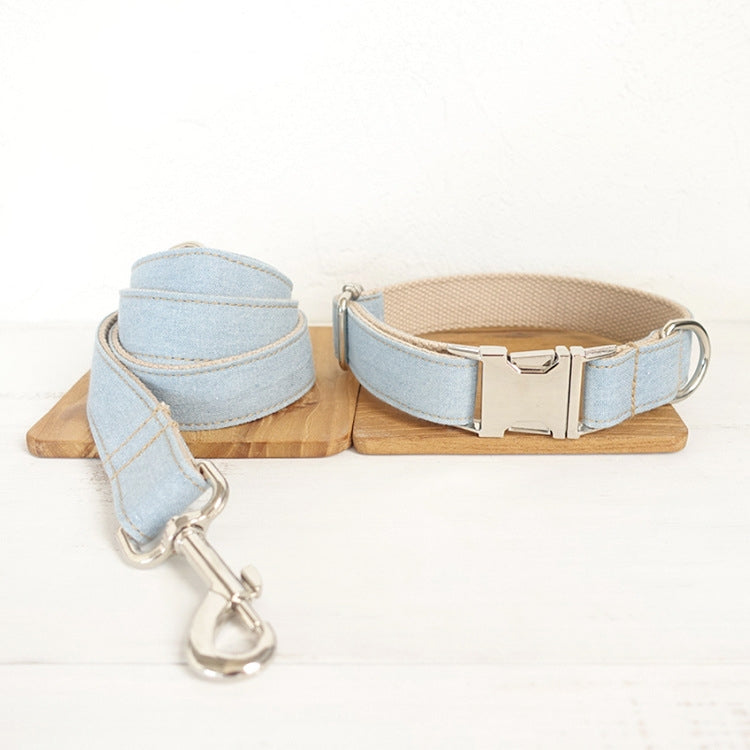Blue Denim Dog Leash & Collar Set – Stylish & Durable for All Sizes